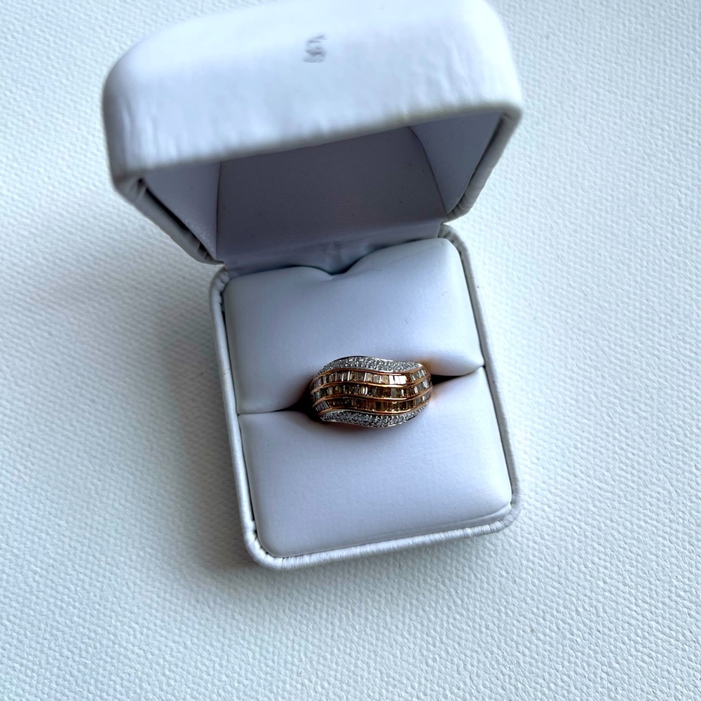 Natural 1ct chocolate diamond baguette ring  size 6.25